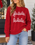 Red Falala Cable Knit Sweater